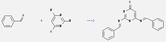 4-Pyrimidinol,2,6-diamino- and benzaldehyde can be used to produce 2,6-bis-(benzylidene-amino)-pyrimidin-4-ol